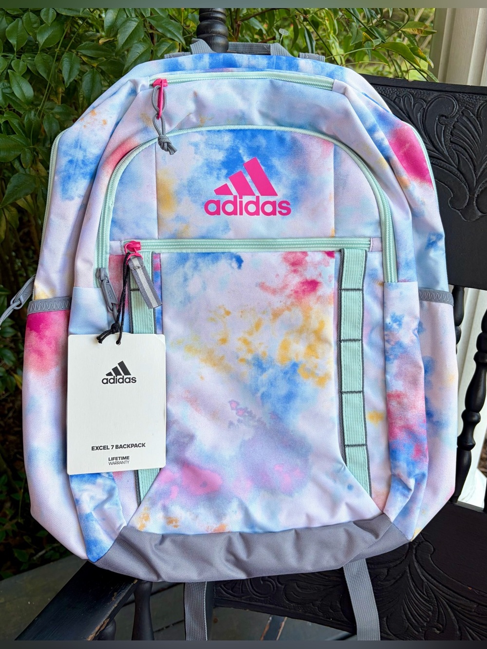 NWT ADIDAS Tie-Dye Backpack-Pastel Pink/Blue/Holds a 16” laptop /2 Water bottle